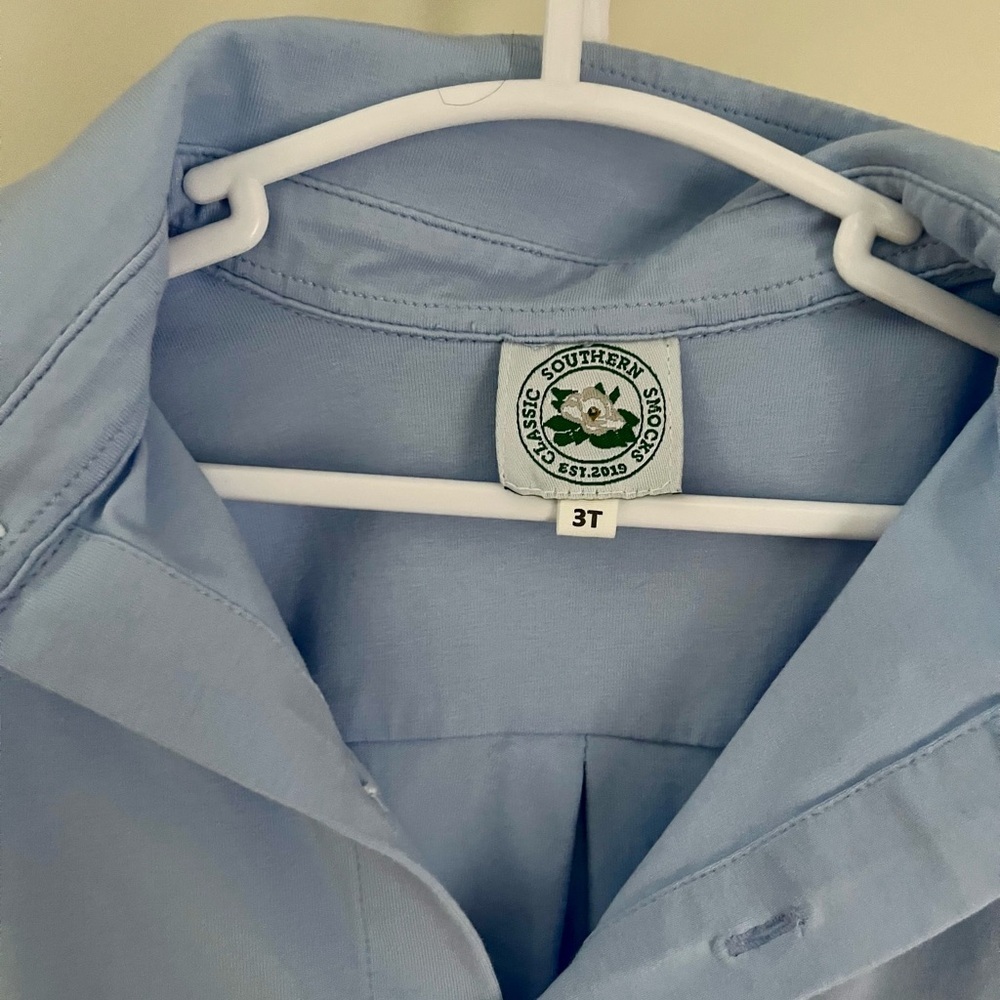 Classic Southern Smocks 3T Blue Kids Button Down Shirt - Picture 3 of 3